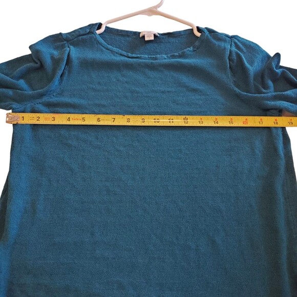 Womens J.Jill Linen Blend Teal Pullover Lightweight Longsleeve Sweater Size M - Picture 5 of 8